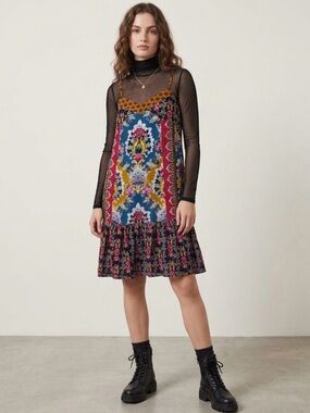 Anthropologie Zadie Dress Medium NWT Velvet Printed Slip Dress Boho